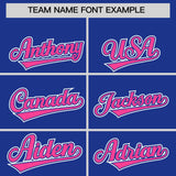 Custom Royal Pink Contrast Raglan Sleeves Authentic Baseball Jersey