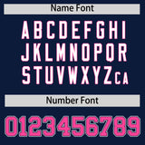 Custom Navy Pink Contrast Raglan Sleeves Authentic Baseball Jersey