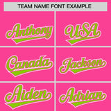 Custom Pink Neon Green Contrast Raglan Sleeves Authentic Baseball Jersey