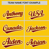 Custom Gold Crimson Contrast Raglan Sleeves Authentic Baseball Jersey