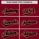 Custom Crimson Black Contrast Raglan Sleeves Authentic Baseball Jersey