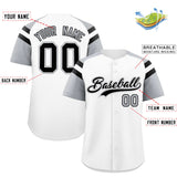 Custom White Silver Contrast Raglan Sleeves Authentic Baseball Jersey