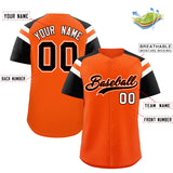 Custom Orange Black Contrast Raglan Sleeves Authentic Baseball Jersey