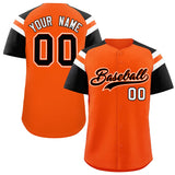 Custom Orange Black Contrast Raglan Sleeves Authentic Baseball Jersey