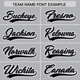 Custom Silver Black Contrast Raglan Sleeves Authentic Baseball Jersey