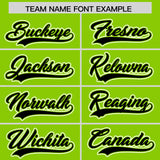 Custom Neon Green Black Contrast Raglan Sleeves Authentic Baseball Jersey