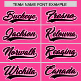 Custom Pink Black Contrast Raglan Sleeves Authentic Baseball Jersey