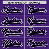 Custom Purple Black Contrast Raglan Sleeves Authentic Baseball Jersey