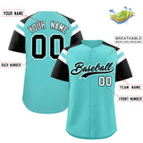 Custom Bright Green Black Contrast Raglan Sleeves Authentic Baseball Jersey