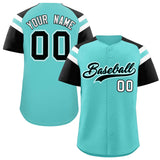 Custom Bright Green Black Contrast Raglan Sleeves Authentic Baseball Jersey