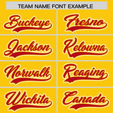 Custom Gold Red Contrast Raglan Sleeves Authentic Baseball Jersey