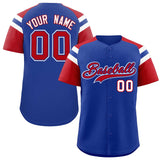 Custom Royal Red Contrast Raglan Sleeves Authentic Baseball Jersey