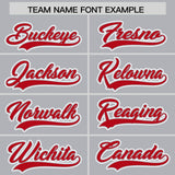 Custom Silver Red Contrast Raglan Sleeves Authentic Baseball Jersey