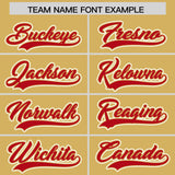 Custom Old Gold Red Contrast Raglan Sleeves Authentic Baseball Jersey