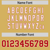 Custom Old Gold Red Contrast Raglan Sleeves Authentic Baseball Jersey