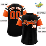 Custom Black Orange Contrast Raglan Sleeves Authentic Baseball Jersey