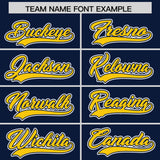 Custom Navy Gold Contrast Raglan Sleeves Authentic Baseball Jersey