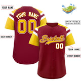 Custom Crimson Gold Contrast Raglan Sleeves Authentic Baseball Jersey