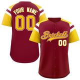 Custom Crimson Gold Contrast Raglan Sleeves Authentic Baseball Jersey