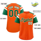 Custom Orange Kelly Green Contrast Raglan Sleeves Authentic Baseball Jersey