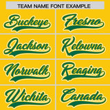 Custom Gold Kelly Green Contrast Raglan Sleeves Authentic Baseball Jersey