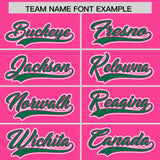 Custom Pink Kelly Green Contrast Raglan Sleeves Authentic Baseball Jersey