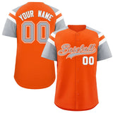 Custom Orange Silver Contrast Raglan Sleeves Authentic Baseball Jersey