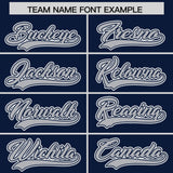 Custom Navy Silver Contrast Raglan Sleeves Authentic Baseball Jersey