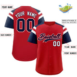 Custom Red Navy Contrast Raglan Sleeves Authentic Baseball Jersey