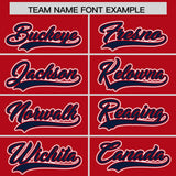 Custom Red Navy Contrast Raglan Sleeves Authentic Baseball Jersey