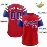 Custom Red Royal Contrast Raglan Sleeves Authentic Baseball Jersey