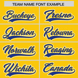 Custom Gold Royal Contrast Raglan Sleeves Authentic Baseball Jersey