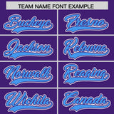 Custom Purple Powder Blue Contrast Raglan Sleeves Authentic Baseball Jersey