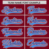 Custom Crimson Powder Blue Contrast Raglan Sleeves Authentic Baseball Jersey