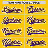 Custom Gold Purple Contrast Raglan Sleeves Authentic Baseball Jersey