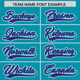 Custom Aqua Purple Contrast Raglan Sleeves Authentic Baseball Jersey