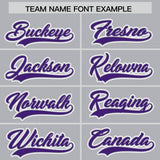 Custom Silver Purple Contrast Raglan Sleeves Authentic Baseball Jersey