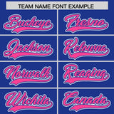 Custom Royal Pink Contrast Raglan Sleeves Authentic Baseball Jersey