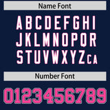 Custom Navy Pink Contrast Raglan Sleeves Authentic Baseball Jersey