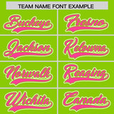 Custom Neon Green Pink Contrast Raglan Sleeves Authentic Baseball Jersey