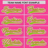 Custom Pink Neon Green Contrast Raglan Sleeves Authentic Baseball Jersey