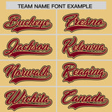 Custom Khaki Crimson Contrast Raglan Sleeves Authentic Baseball Jersey
