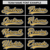 Custom Black Old Gold Contrast Raglan Sleeves Authentic Baseball Jersey