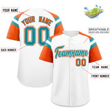 Custom White Orange Contrast Raglan Sleeves Authentic Baseball Jersey