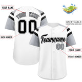 Custom White Silver Contrast Raglan Sleeves Authentic Baseball Jersey