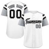 Custom White Silver Contrast Raglan Sleeves Authentic Baseball Jersey