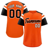 Custom Orange Black Contrast Raglan Sleeves Authentic Baseball Jersey