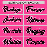 Custom Pink Black Contrast Raglan Sleeves Authentic Baseball Jersey