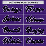 Custom Purple Black Contrast Raglan Sleeves Authentic Baseball Jersey