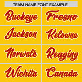 Custom Gold Red Contrast Raglan Sleeves Authentic Baseball Jersey